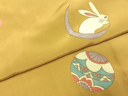 平和屋着物●長襦袢　無双仕立て　兎　毬　正絹　逸品　AABI9334fy