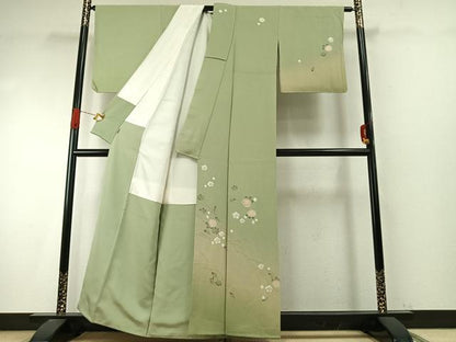 平和屋着物●十日町　名門　滝泰謹製　訪問着　絞り　草花文　暈し染め　金彩　ますいわ屋扱い　正絹　逸品　AABI9335fy