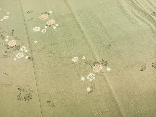 平和屋着物●十日町　名門　滝泰謹製　訪問着　絞り　草花文　暈し染め　金彩　ますいわ屋扱い　正絹　逸品　AABI9335fy