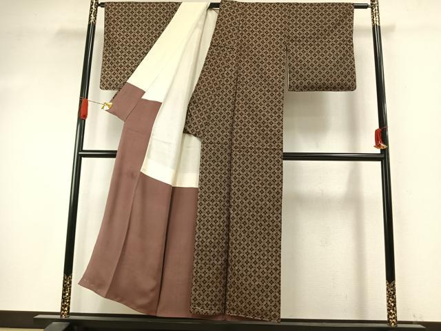 平和屋着物●本場大島紬　菱文　正絹　逸品　未使用　AABI9336fy
