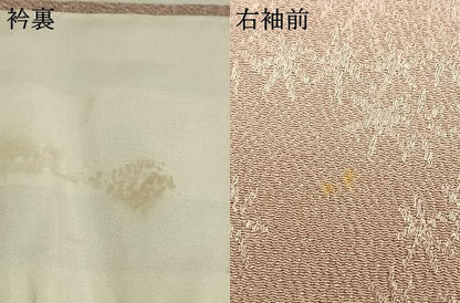 平和屋着物●上質な色無地　舞花地紋　灰桜色　鬼しぼ縮緬　正絹　逸品　AABI9337fy