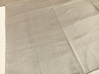 平和屋着物●上質な色無地　立波地紋　灰黄緑色　正絹　逸品　AABI9338fy