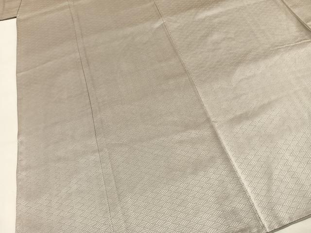 平和屋着物●上質な色無地　立波地紋　灰黄緑色　正絹　逸品　AABI9338fy