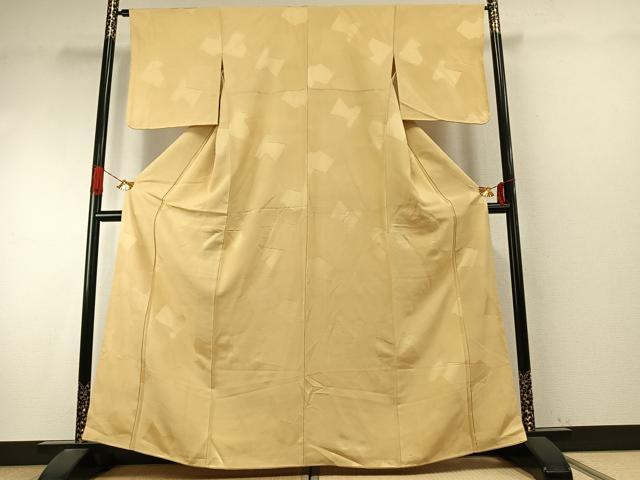 平和屋着物●上質な色無地　色紙重ね地紋　砥粉色　正絹　逸品　AABI9339fy