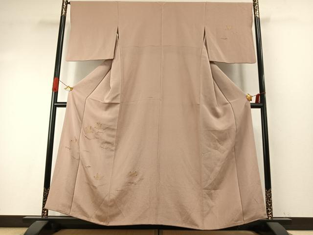 平和屋着物●訪問着　総刺繍　松葉文様　金糸　鬼しぼ縮緬　正絹　逸品　AABI9341fy