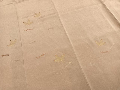 平和屋着物●訪問着　総刺繍　松葉文様　金糸　鬼しぼ縮緬　正絹　逸品　AABI9341fy
