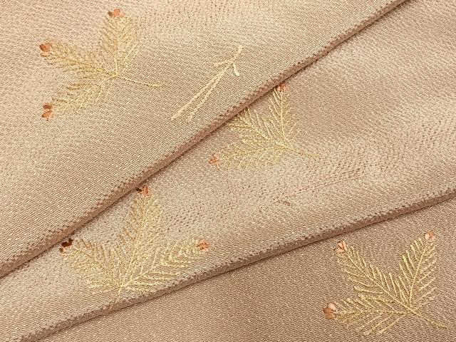 平和屋着物●訪問着　総刺繍　松葉文様　金糸　鬼しぼ縮緬　正絹　逸品　AABI9341fy