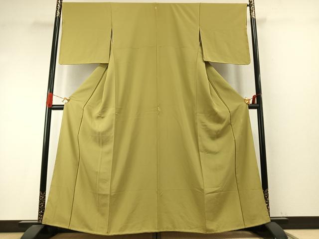 平和屋着物●上質な色無地　鬱金染　青朽葉色　正絹　逸品　未使用　AABI9342fy