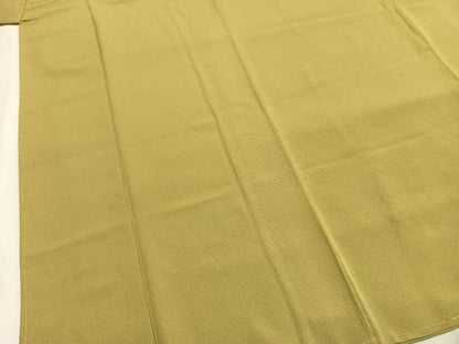 平和屋着物●上質な色無地　鬱金染　青朽葉色　正絹　逸品　未使用　AABI9342fy