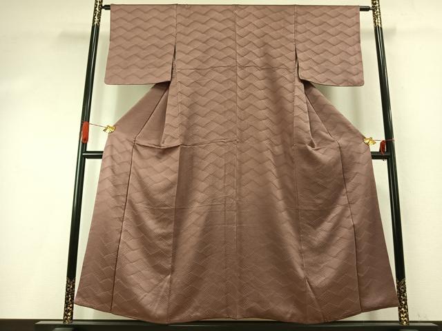 平和屋着物●上質な色無地　立波地紋　鴇浅葱色　正絹　逸品　AABI9344fy