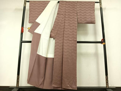 平和屋着物●上質な色無地　立波地紋　鴇浅葱色　正絹　逸品　AABI9344fy