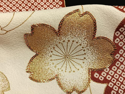 平和屋着物●訪問着　駒刺繍　市松桜文様　黒地　金彩　西武百貨店扱い　正絹　逸品　未使用　AABI9345fy