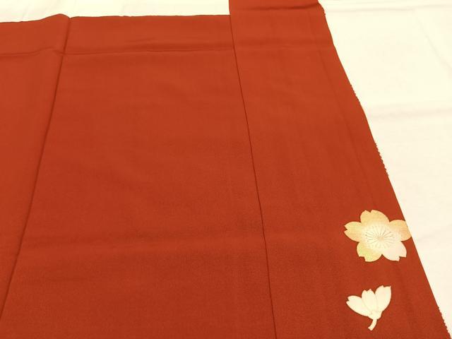 平和屋着物●訪問着　駒刺繍　市松桜文様　黒地　金彩　西武百貨店扱い　正絹　逸品　未使用　AABI9345fy