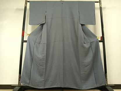 平和屋着物●上質な色無地　舞花地紋　藍鼠色　健勝苑扱い　正絹　逸品　未使用　AABI9346fy