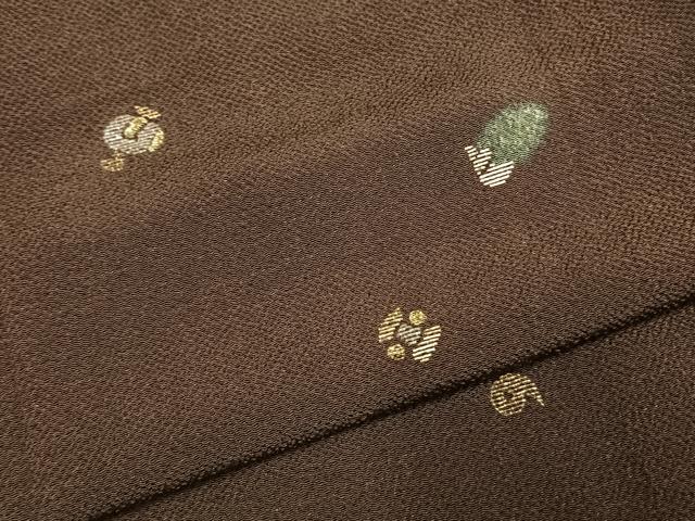 平和屋着物●上質な小紋　竹屋町刺繍　宝尽くし文様　金銀糸　鬼しぼ縮緬　正絹　逸品　AABI9348fy