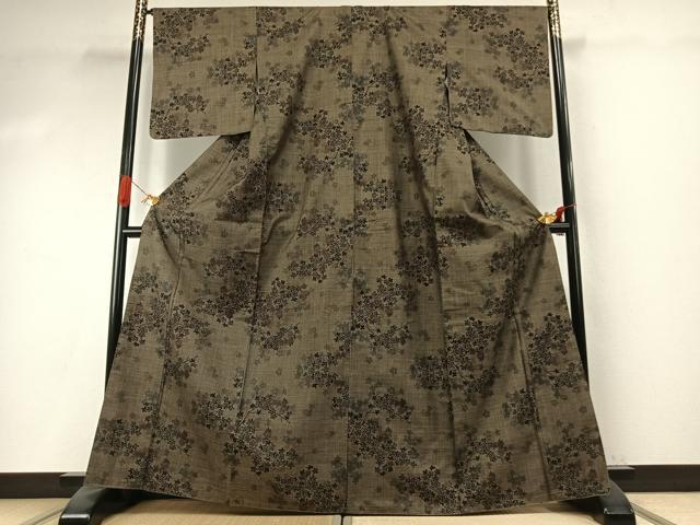 平和屋着物●本場大島紬　一元7マルキ　枝花文　正絹　逸品　AABI9349fy