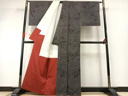 平和屋着物●本場大島紬　カタス9マルキ　草花文　正絹　逸品　未使用　AABI9350fy