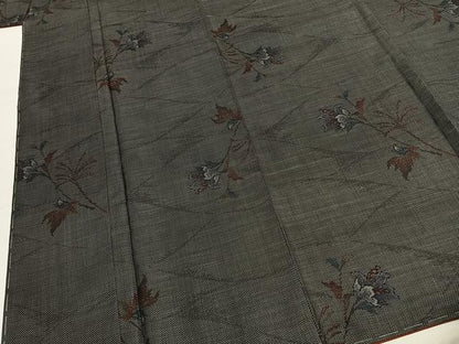 平和屋着物●本場大島紬　カタス9マルキ　草花文　正絹　逸品　未使用　AABI9350fy