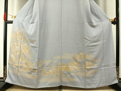 平和屋着物●豪華色留袖　寿光織　風景文　金糸　正絹　逸品　AABI9351fy