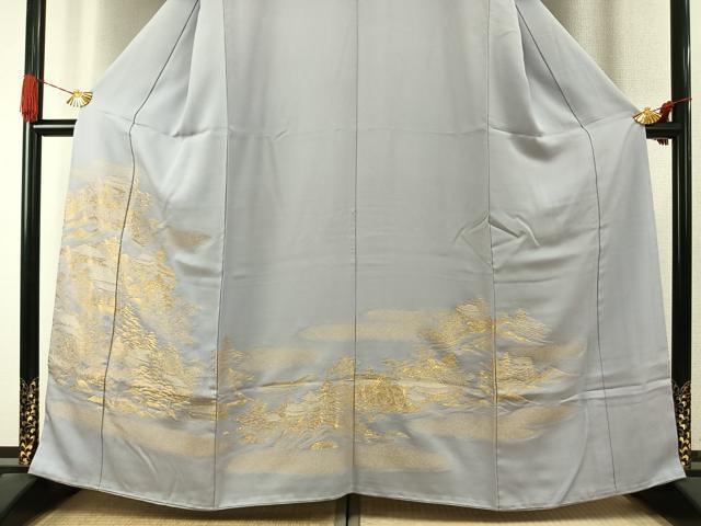 平和屋着物●豪華色留袖　寿光織　風景文　金糸　正絹　逸品　AABI9351fy