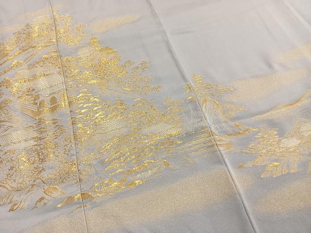 平和屋着物●豪華色留袖　寿光織　風景文　金糸　正絹　逸品　AABI9351fy