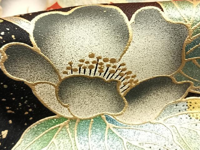 平和屋着物●豪華振袖　草花文　暈し染め　金銀彩　正絹　逸品　AABI9352fy