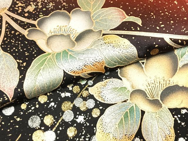 平和屋着物●豪華振袖　草花文　暈し染め　金銀彩　正絹　逸品　AABI9352fy