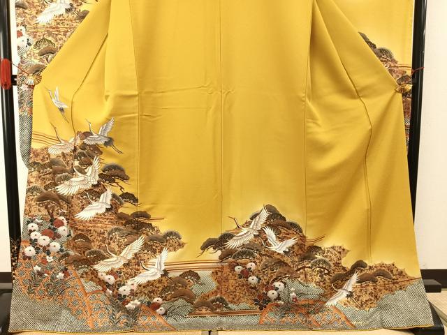 平和屋着物●豪華振袖　花鳥文　暈し染め　金彩　正絹　逸品　AABI9353fy