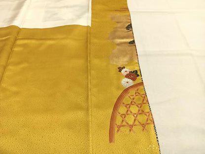 平和屋着物●豪華振袖　花鳥文　暈し染め　金彩　正絹　逸品　AABI9353fy