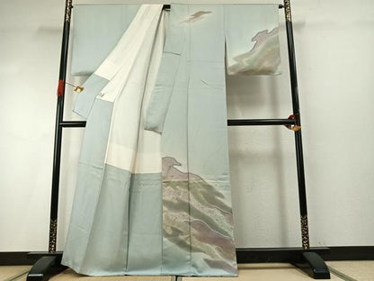 平和屋着物●訪問着　流水箔散らし文　暈し染め　金銀彩　正絹　逸品　AABI9355fy