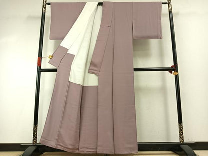 平和屋着物●上質な色無地　渦巻地紋　紅藤色　正絹　逸品　AABI9356fy