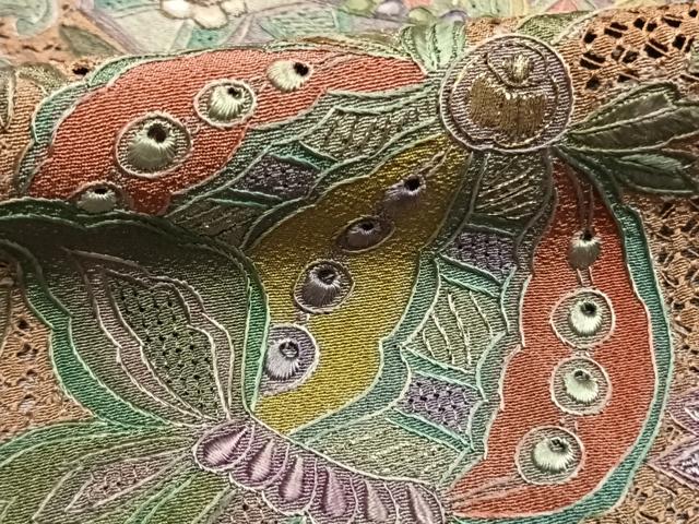 平和屋着物●訪問着　中国三大刺繍　汕頭刺繍　スワトウ刺繍　総刺繍　更紗花文　暈し染め　金糸　正絹　逸品　AABI9359fy