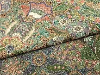 平和屋着物●訪問着　中国三大刺繍　汕頭刺繍　スワトウ刺繍　総刺繍　更紗花文　暈し染め　金糸　正絹　逸品　AABI9359fy