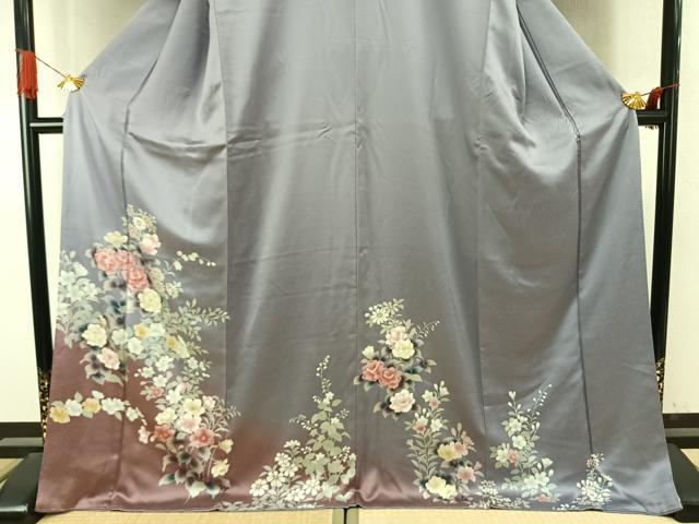 平和屋着物●訪問着　草花文　暈し染め　金彩　ロング丈　正絹　逸品　AABI9363fy