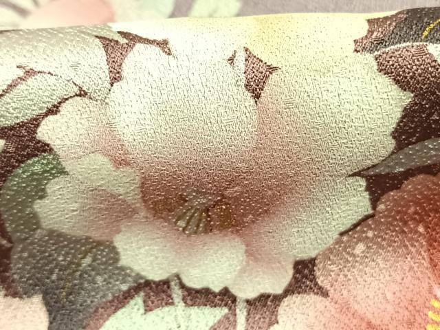 平和屋着物●訪問着　草花文　暈し染め　金彩　ロング丈　正絹　逸品　AABI9363fy