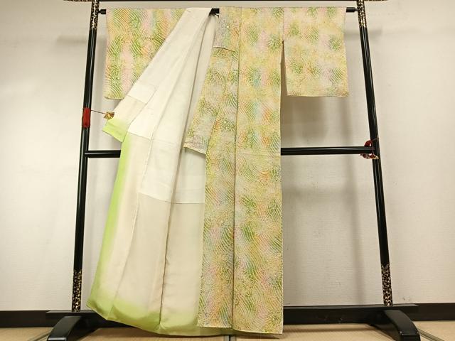 平和屋着物●上質な小紋　総絞り　草花文　暈し染め　正絹　逸品　AABI9365fy
