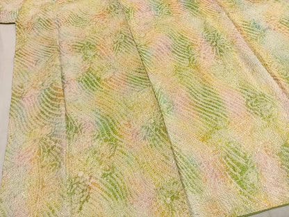 平和屋着物●上質な小紋　総絞り　草花文　暈し染め　正絹　逸品　AABI9365fy