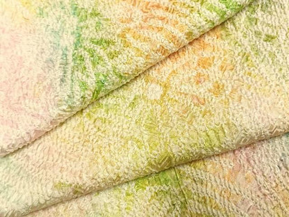 平和屋着物●上質な小紋　総絞り　草花文　暈し染め　正絹　逸品　AABI9365fy