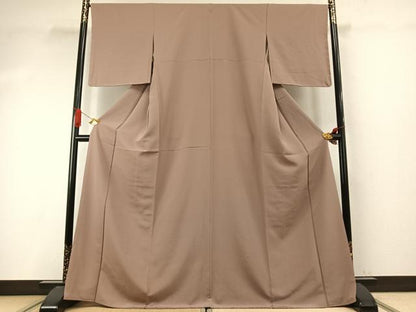 平和屋着物●上質な色無地　銀煤竹色　正絹　逸品　未使用　AABI9366fy