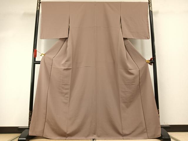 平和屋着物●上質な色無地　銀煤竹色　正絹　逸品　未使用　AABI9366fy