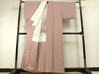 平和屋着物●上質な色無地　紋意匠　薄柿色　正絹　逸品　未使用　AABI9367fy