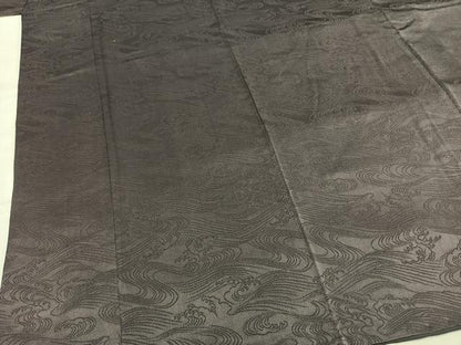 平和屋着物●上質な色無地　立波地紋　紫鼠色　正絹　逸品　AABI9369fy
