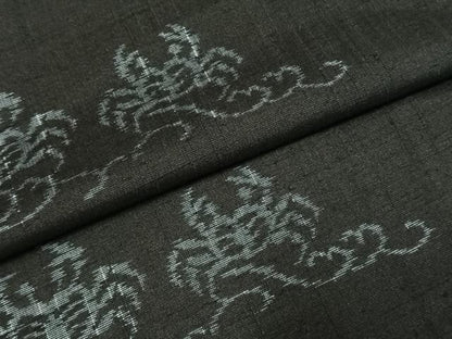 平和屋着物●上質な紬　蟹　黒地　正絹　逸品　AABI9370fy