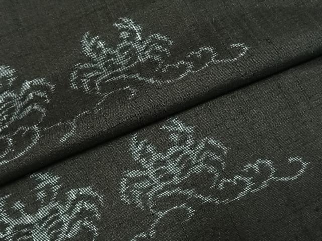 平和屋着物●上質な紬　蟹　黒地　正絹　逸品　AABI9370fy