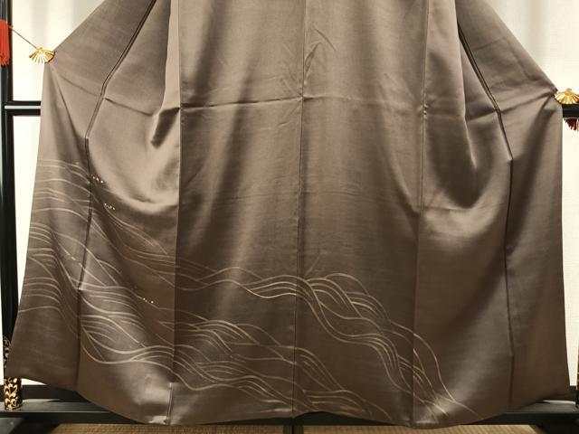 平和屋着物●訪問着　刺繍　立波箔散らし文　金糸　金彩　正絹　逸品　AABI9373fy