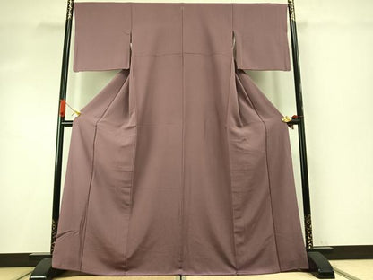 平和屋着物●上質な色無地　梅鼠色　正絹　逸品　AABI9377fy