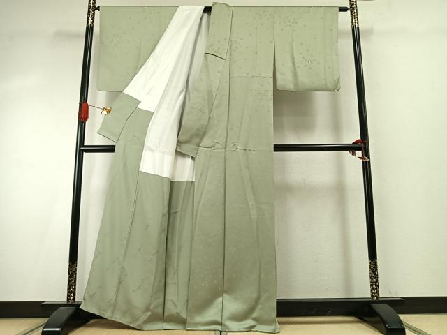 平和屋着物●友禅作家の巨匠　浅井青仁　小紋　舞花文　金糸　正絹　逸品　AABI9379fy