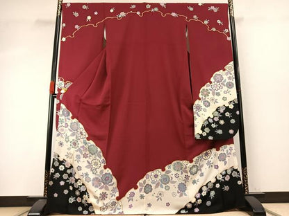 平和屋着物●豪華振袖　雪輪花文　金彩　正絹　逸品　AABI9382fy