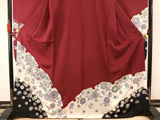 平和屋着物●豪華振袖　雪輪花文　金彩　正絹　逸品　AABI9382fy