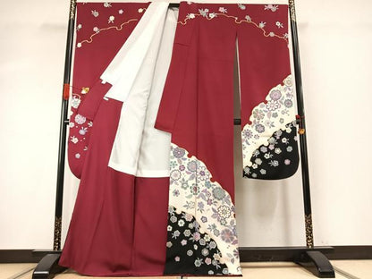 平和屋着物●豪華振袖　雪輪花文　金彩　正絹　逸品　AABI9382fy